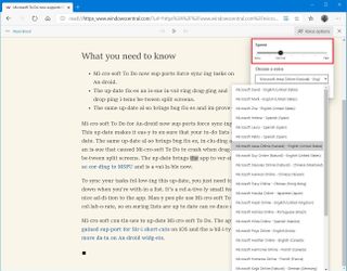 Microsoft Edge Chromium read aloud voice settings