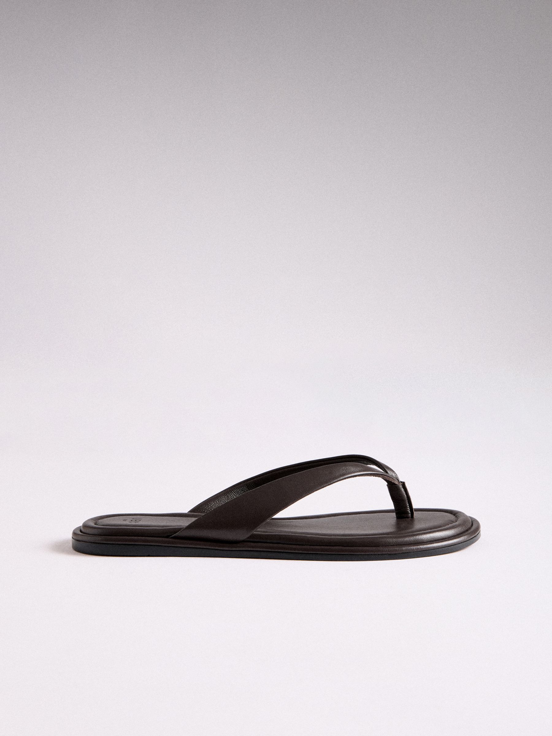 The Set Toe Thong Flat Sandals Brown - Size 3 Eu 36