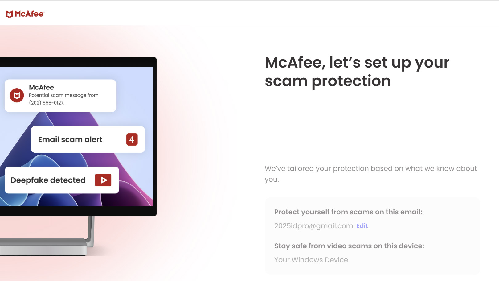 Screenshot of the McAfee+ Ultimate web interface
