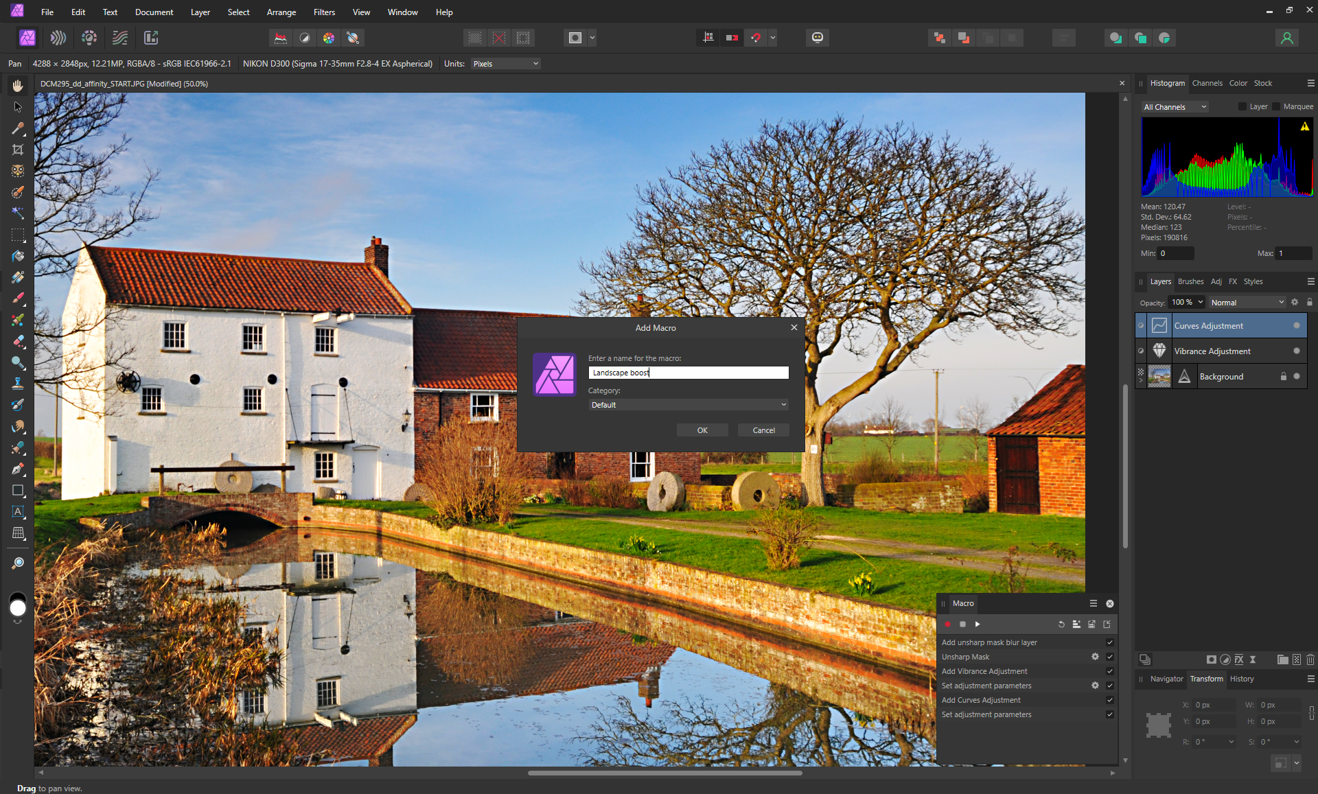Screenshot showing saving the Macro