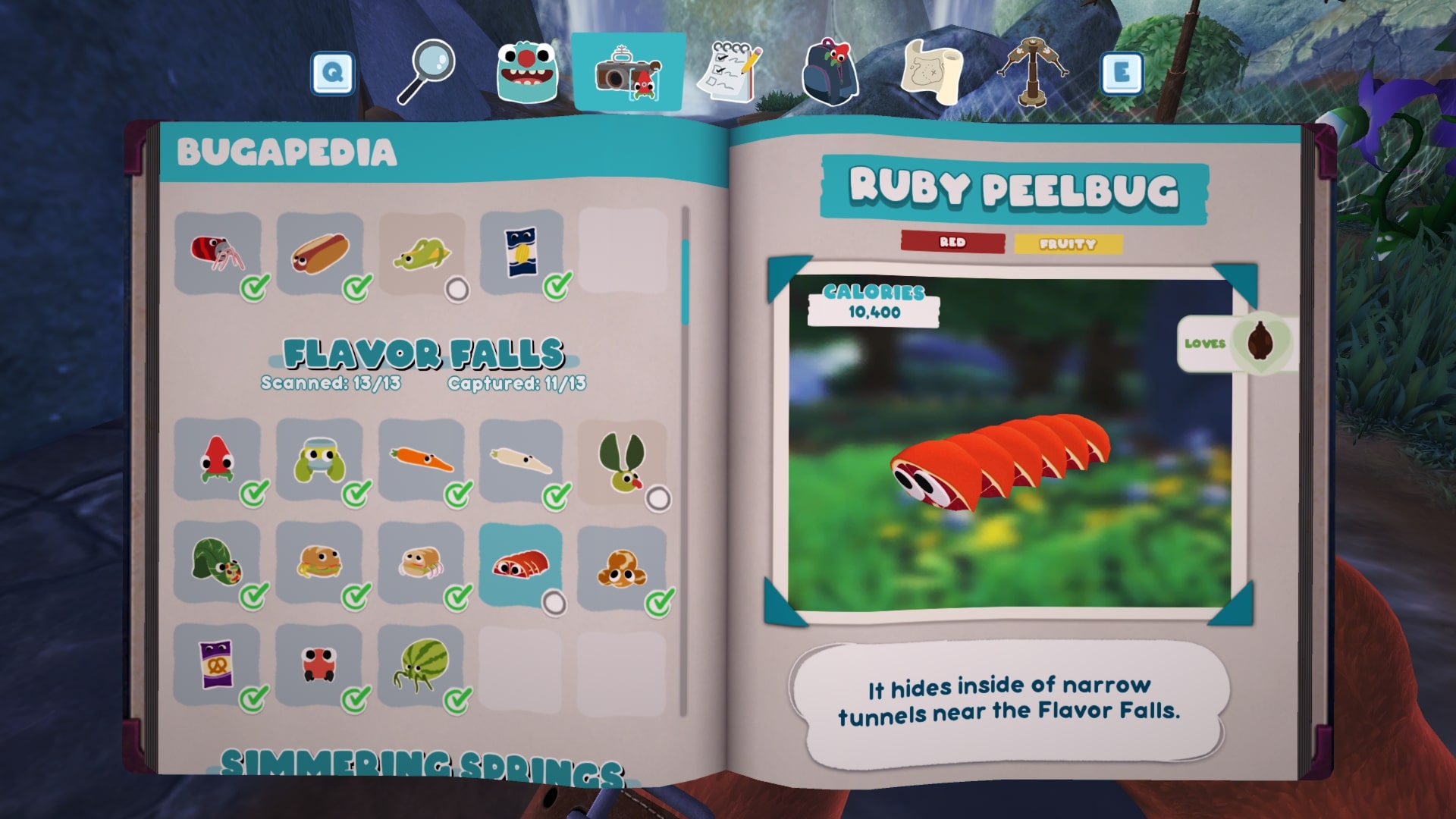 Bugsnax Bugapedia: Ruby Peelbug