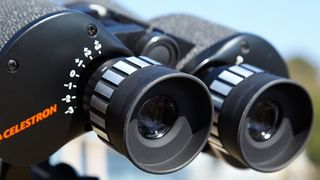 Celestron Skymaster 25x100 binoculars close-up of the eyepieces
