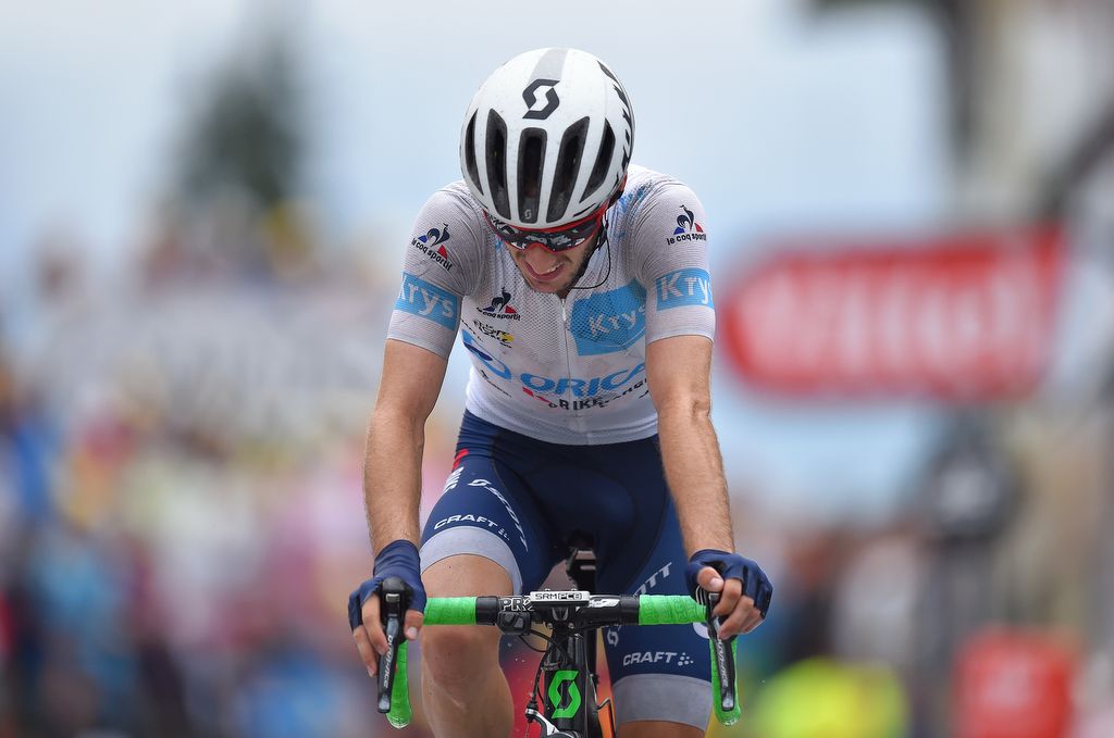 Adam Yates (Orica-BikeExchange) crosses the line