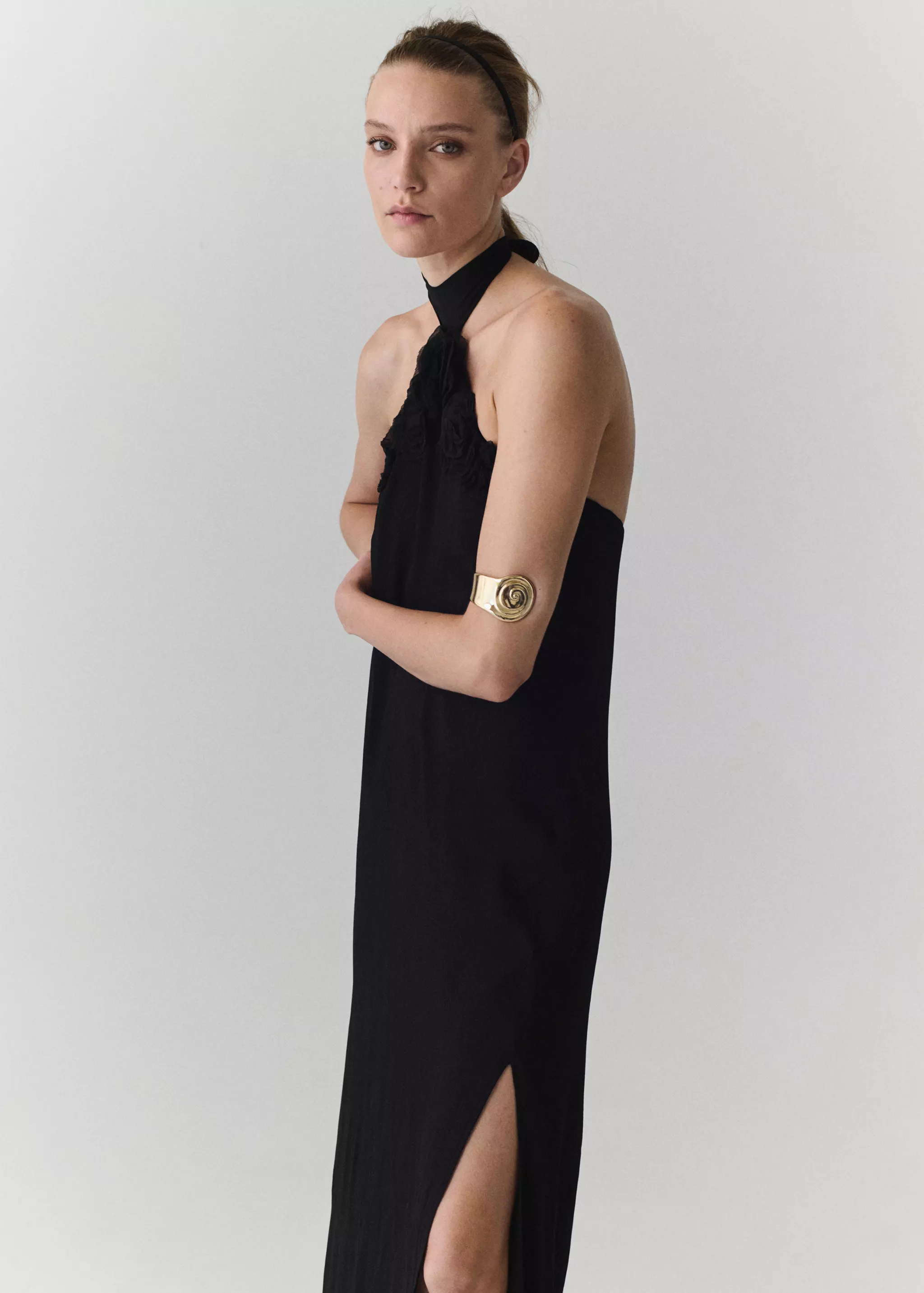 Halter Dress With Flower Detail - Women | Mango United Kingdom