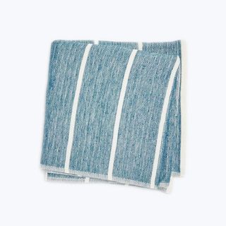 blue and white striped hand towel