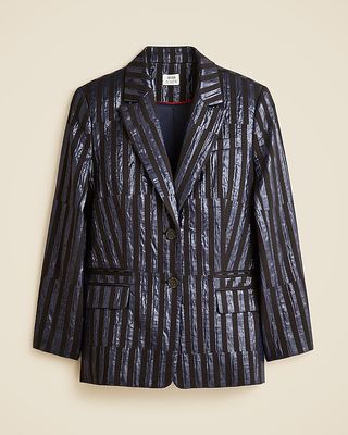 Christopher John Rogers X J.crew Relaxed Blazer in Metallic Stripe