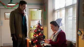 Roger Nobel (CONOR O’DONNELL), Nancy Corrigan (MEGAN CUSACK) in the Call the Midwife Christmas special