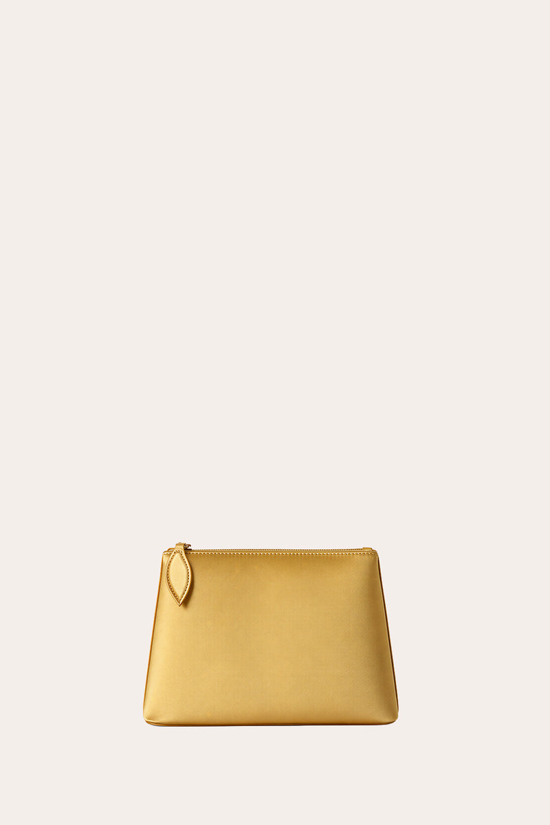 Zip Clutch Gold Satin