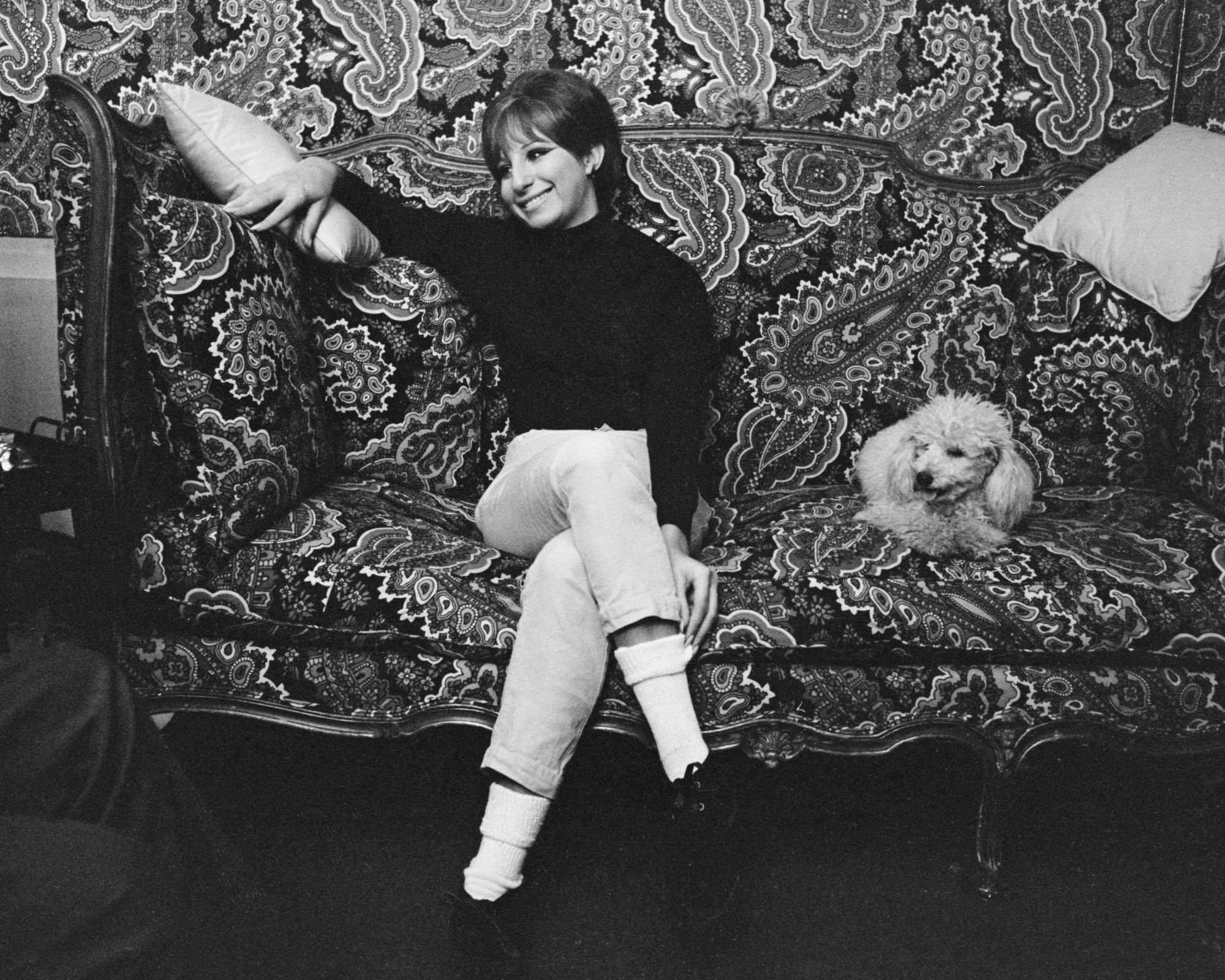 barbra streisand in an all paisley room