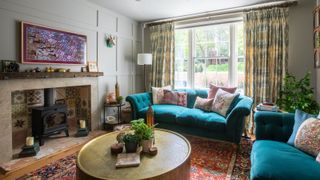 pale wall panelling in traditional living room