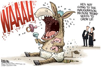 Political Cartoon U.S. Democrats boycott Trump inauguration
