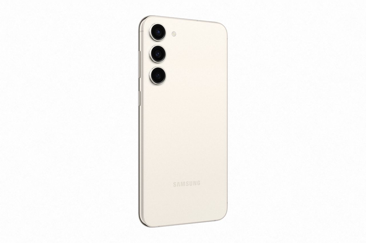 Official press images of the Galaxy S23 Plus, in Cream, from the back