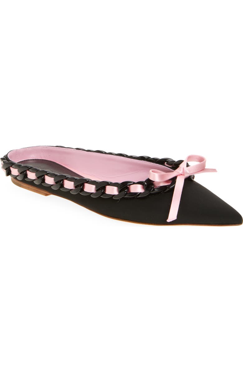 Ribbon &amp;amp; Chain Pointed Toe Mule