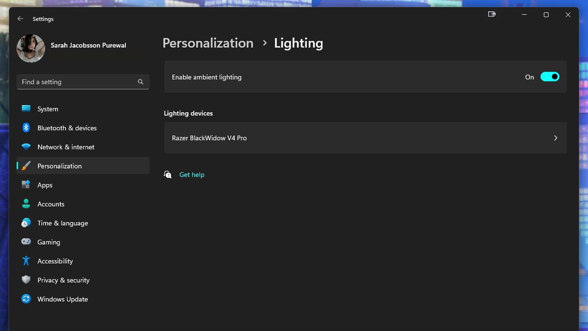 windows 11 rgb controls