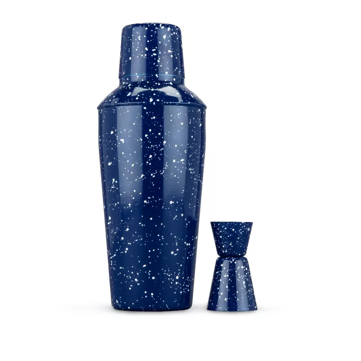 blue speckled cocktail shaker