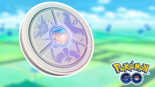 A close up of the Pokémon Go medallion that lets you change teams