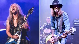 Richie Faulkner (left) and Rex Brown perform onstage