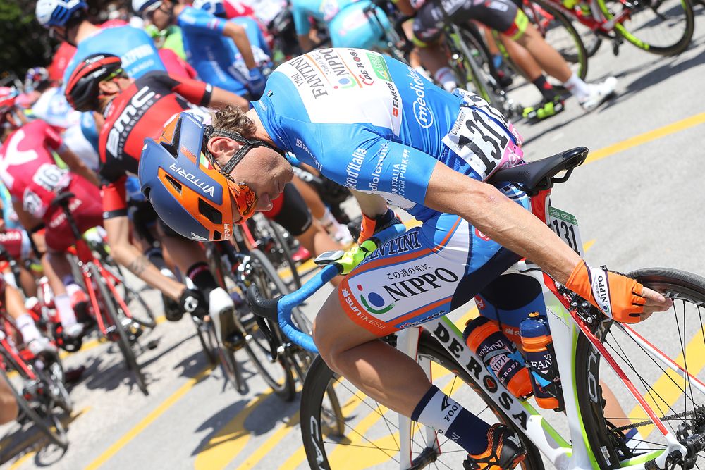 Damiano Cunego in the mountains jersey
