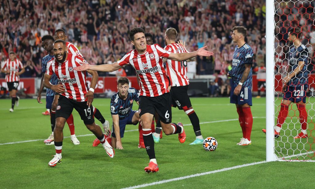 Brentford 2022/23 season preview and prediction: Christian Norgaard of Brentford celebrates after scoring their team&#039;s second goal during the Premier League match between Brentford and Arsenal at Brentford Community Stadium on August 13, 2021 in Brentford, England.