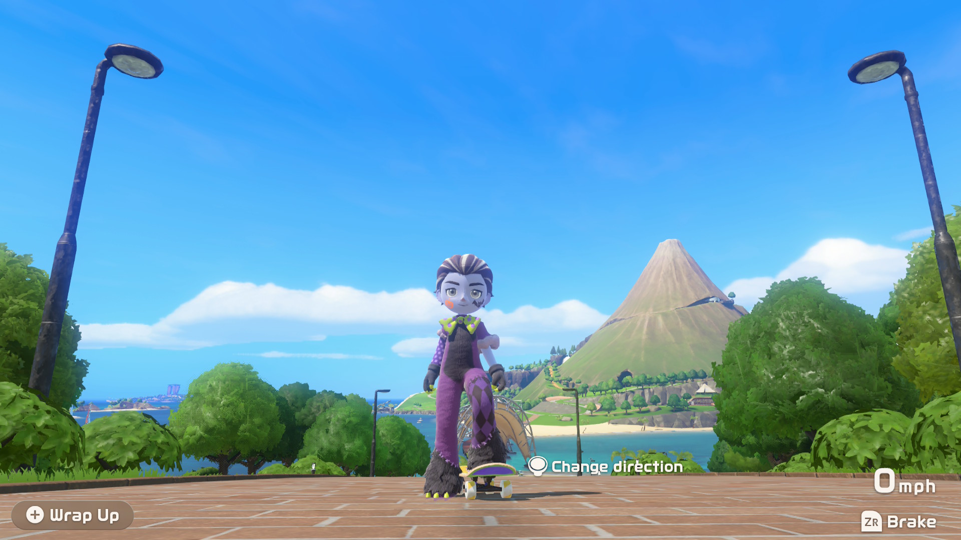 Character on skateboard in Spocco Resort in Nintendo Switch Sports Resort