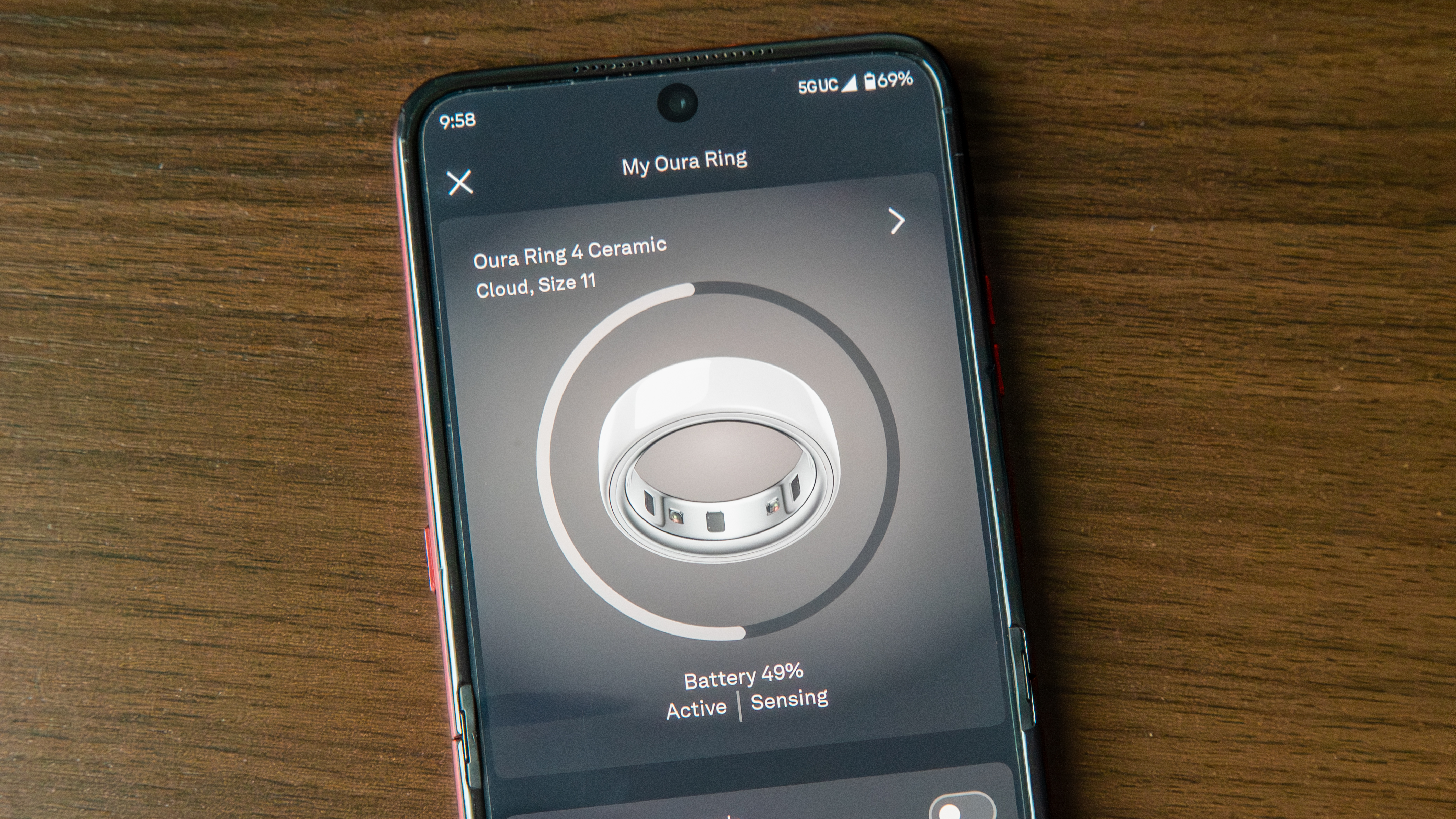 Oura Ring 4 Ceramic on the Oura app