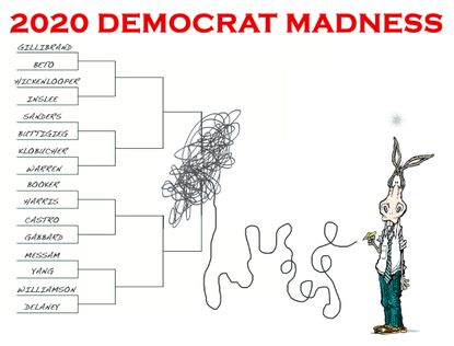 Political Cartoon U.S. 2020 Democrat madness bracket