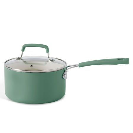 Martha Stewart Kitchen 12-Piece Nonstick Aluminum Cookware Set With Soft Grip Handles, Sage