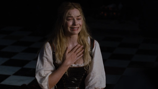 Margot Robbie crying in Wuthering Heights