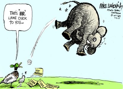 Obama cartoon U.S. Lame Duck GOP