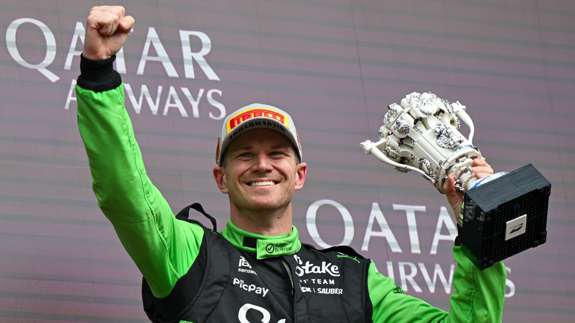 Nico Hulkenberg on the British Grand Prix podium