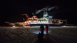 The Polarstern and hundreds of scientists on board are drifting with ice near the North Pole to learn more about the Arctic environment during the polar winter.