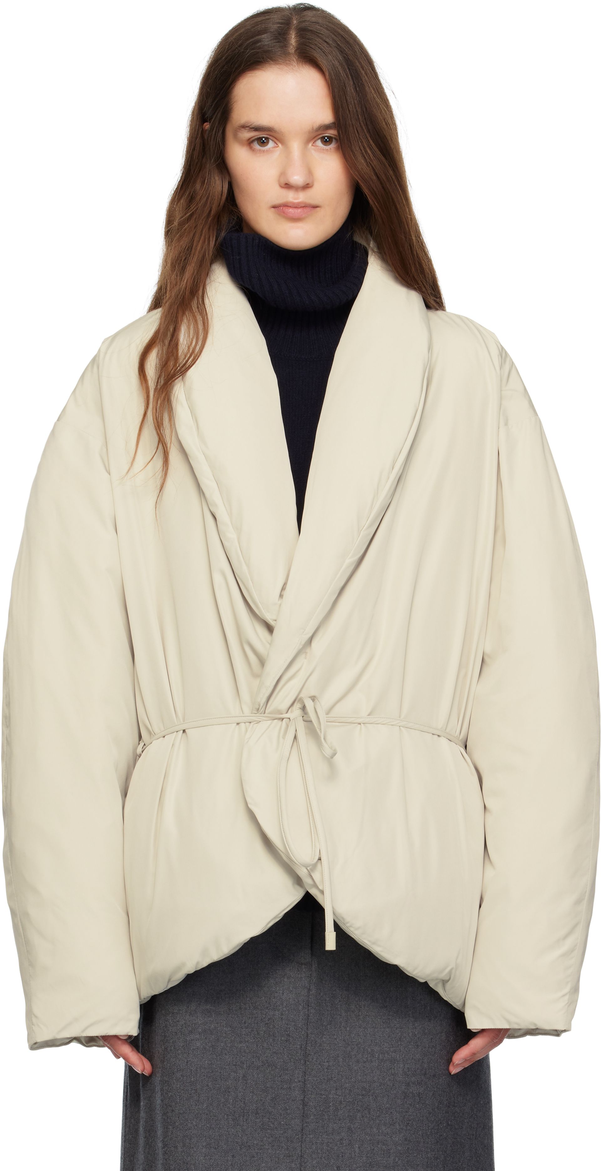 Off-White Shawl Collar Goose Down Jacket