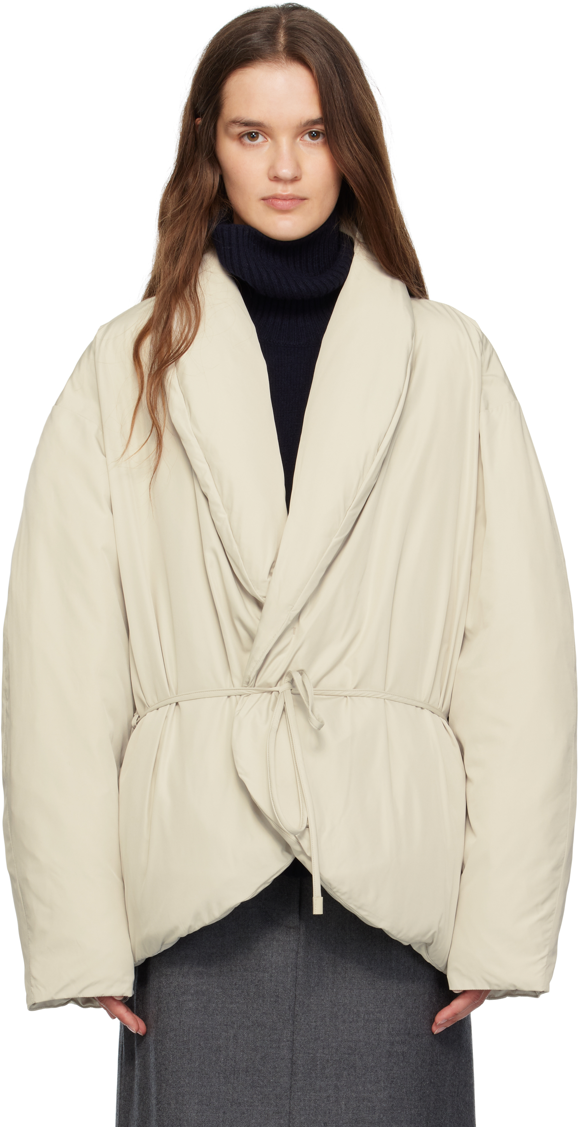 Off-White Shawl Collar Goose Down Jacket