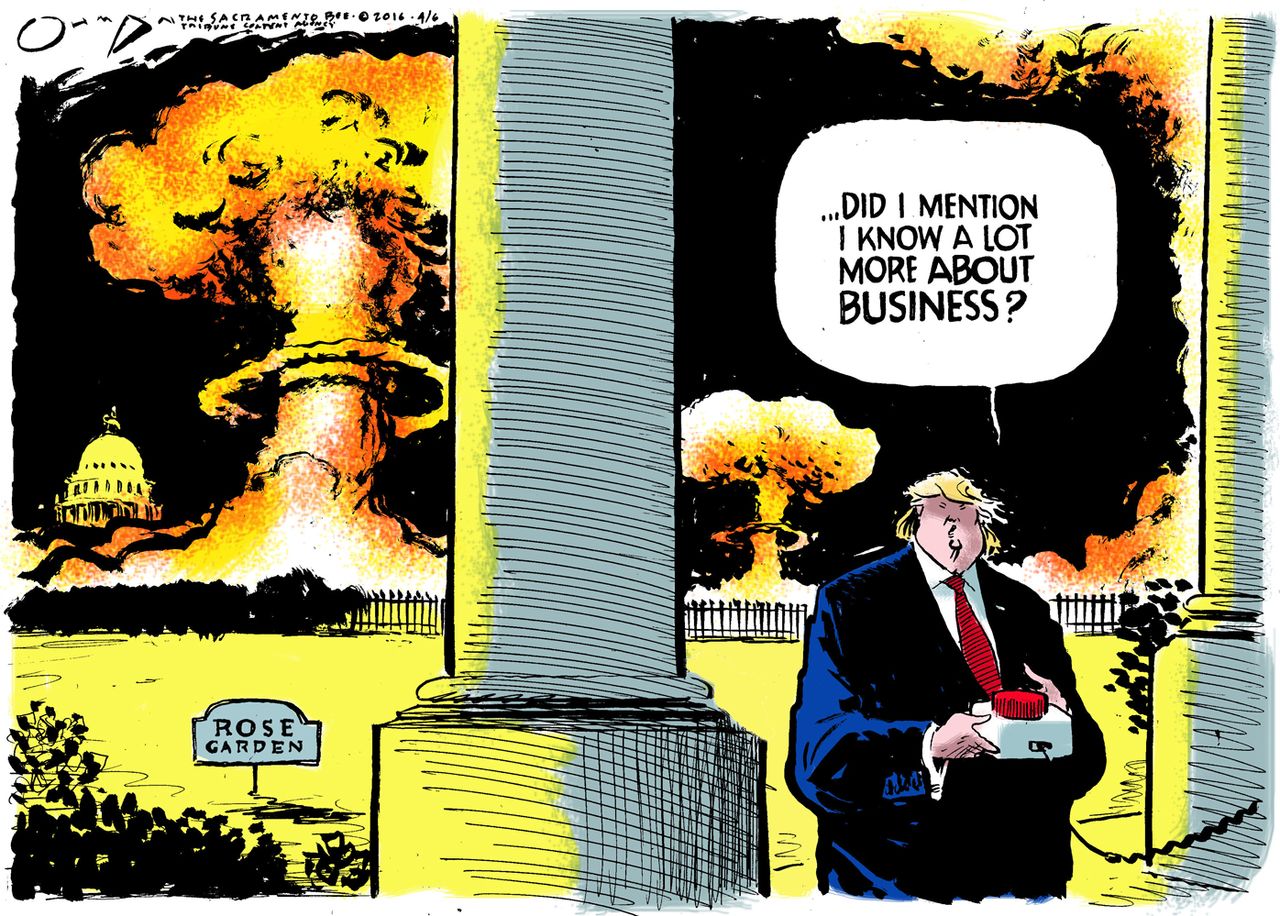 Political Cartoon U.S. Trump Business 2016