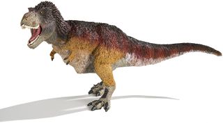 Giant feathered T. rex model.