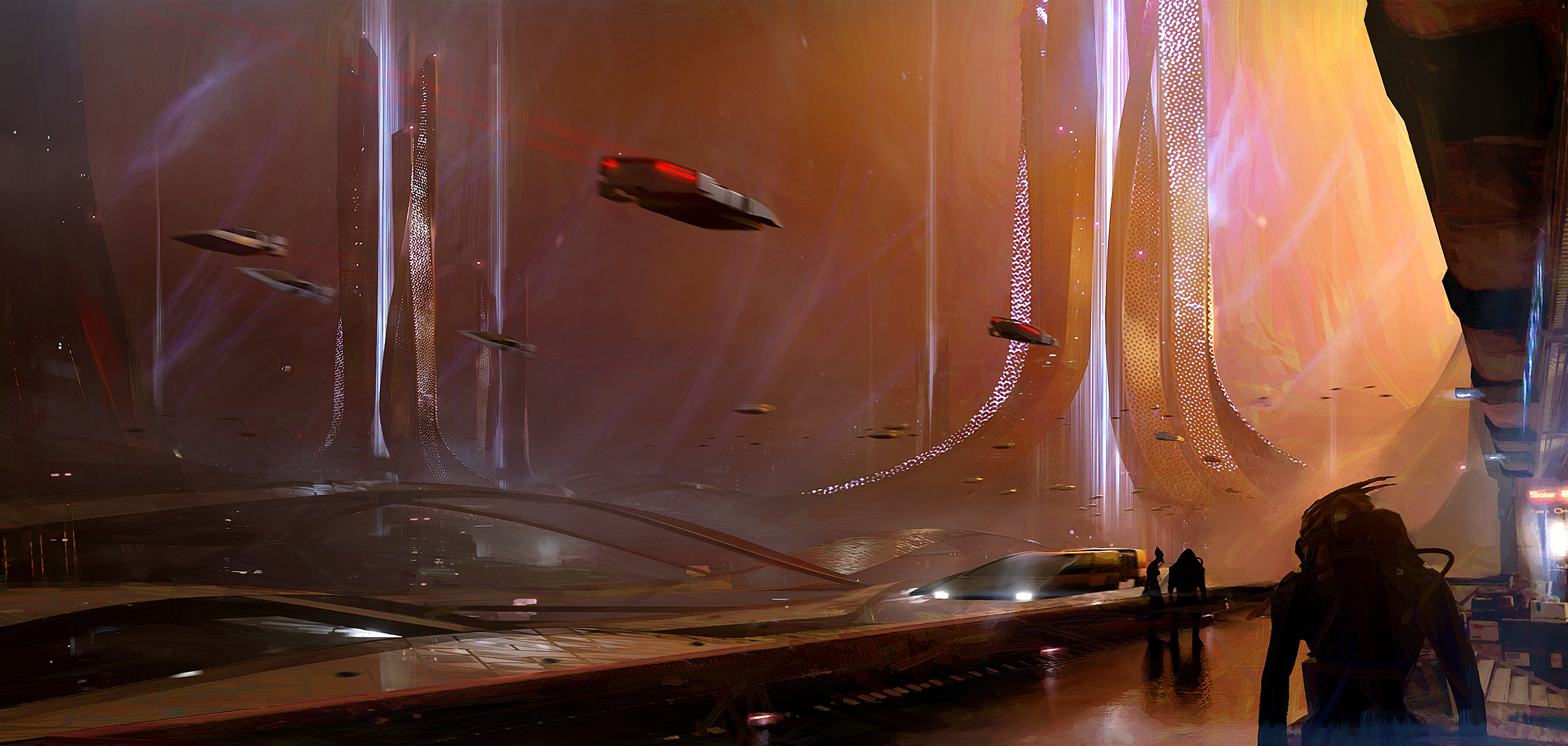Mass Effect 5 teaser images published on N7 day featuring spaceships flying over futuristic cities