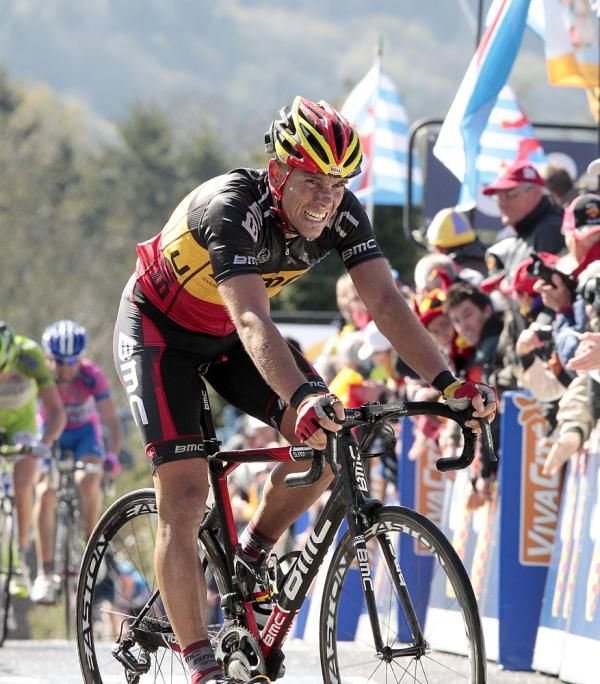 Philippe Gilbert (BMC) shows the agony of the Mur de Huy