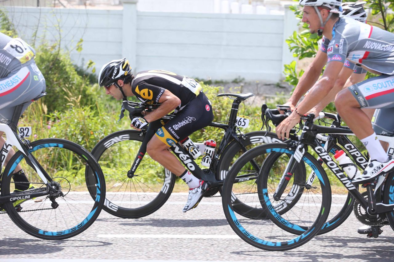 Youcef Reguigui gets into an aero position