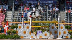 Hilary Scott riding Oaks Milky Way at the World Showjumping Championships