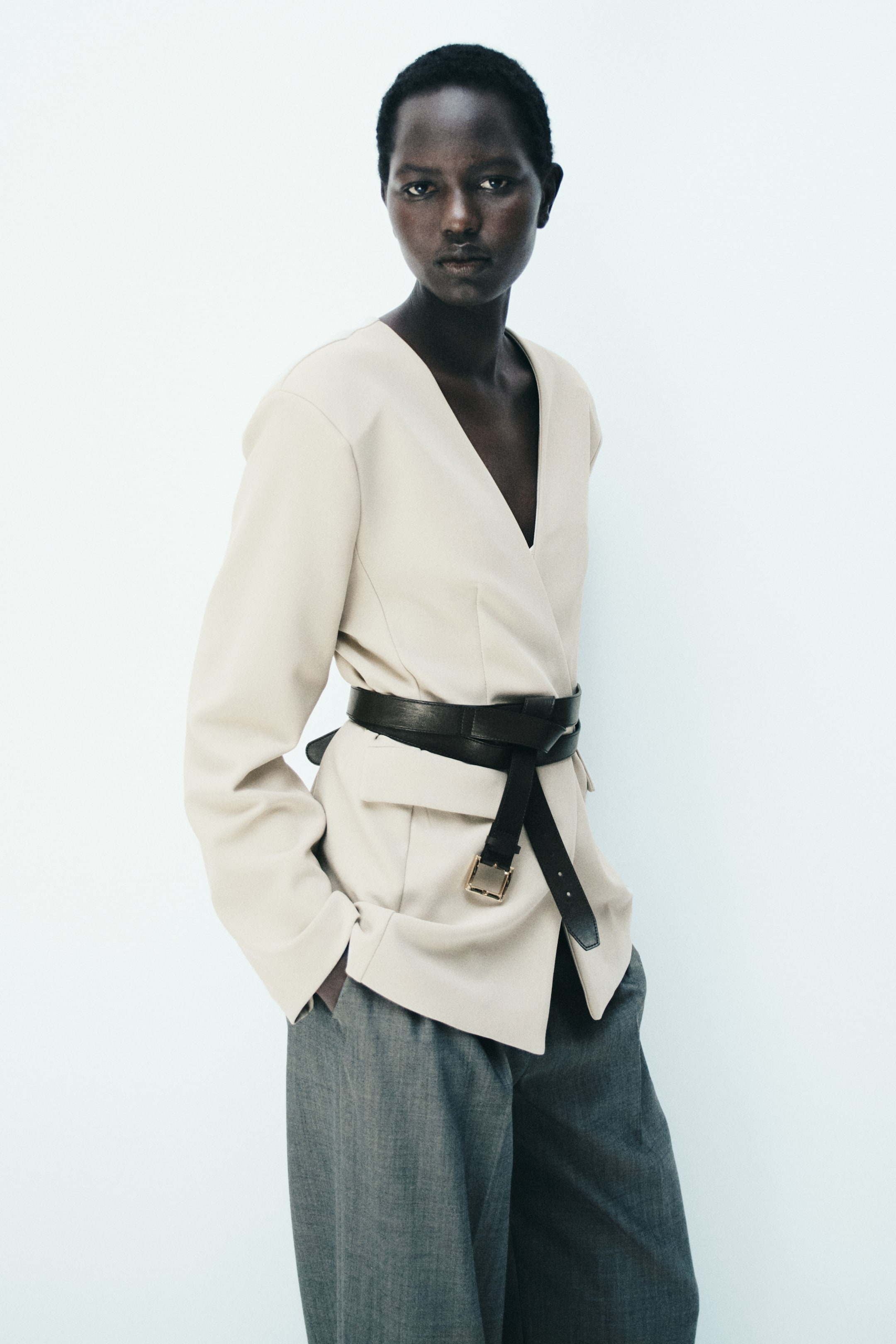 Collarless Jersey Blazer