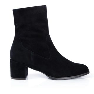 Air & Grace Queenie Black Suede Ankle Boots cut out 