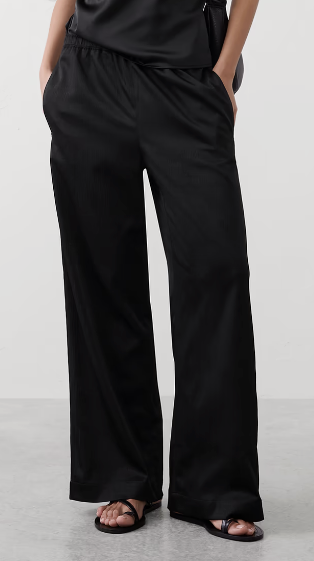 Banana Republic Factory, Wide-Leg High-Rise Crinkle Satin Pull-On Pant (Was $100)