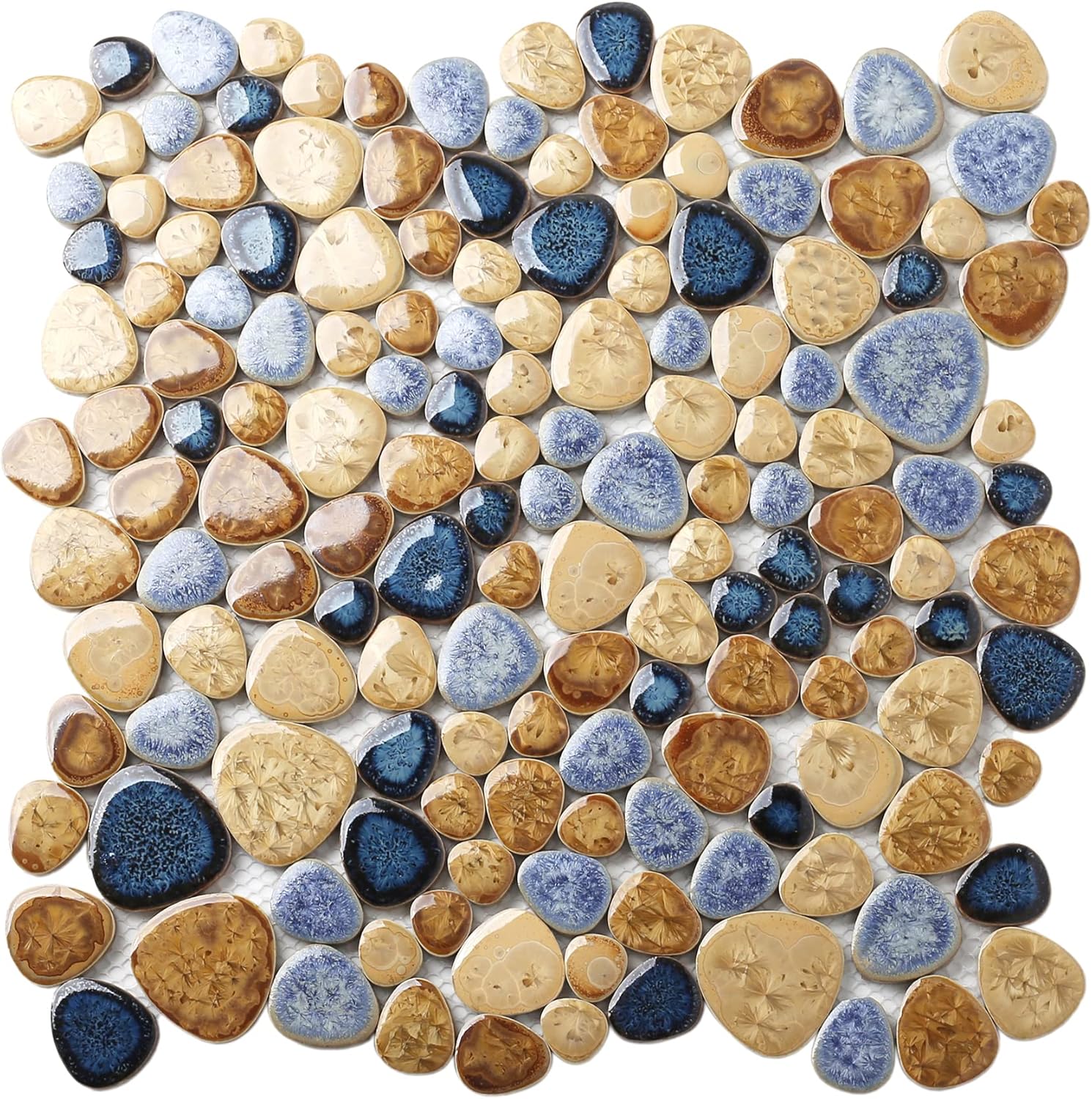 Glazed Blue Mosaic Ceramic Pebble Porcelain Tile Swimming Pool Bath Shower Wall Flooring Tile Tstgpt001 (5 Square Feet)