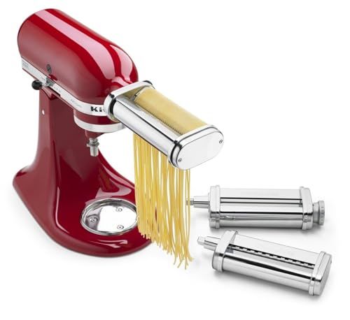 3-Piece Pasta Roller & Cutter Attachment Set Silver
