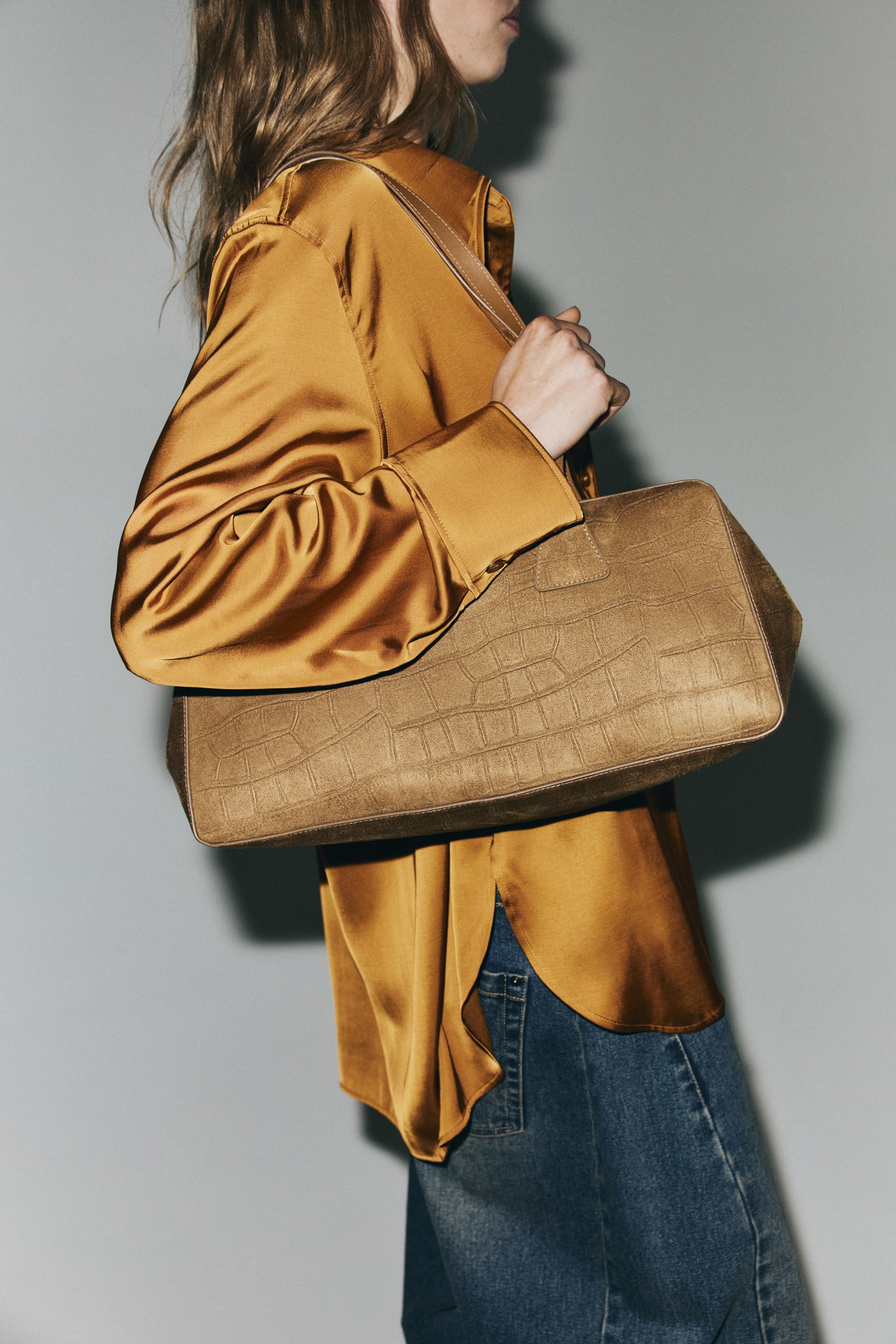 Oversized Satin Shirt - Dark Golden Yellow