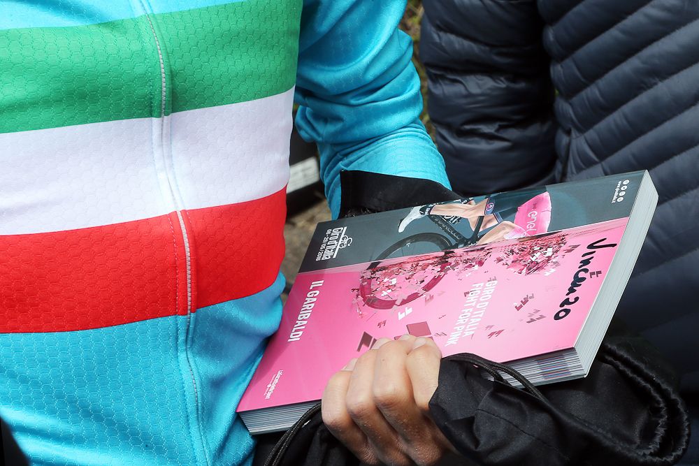 Nibali ponders the 2016 Giro road book.