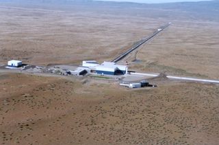 A 2005 picture of the Laser Interferometer Gravitational-Wave Observatory (LIGO) Hanford facility near Richland, Wash.