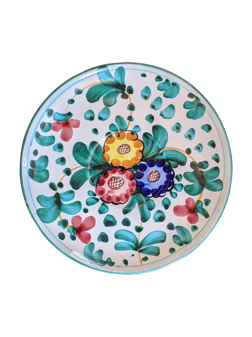 Vintage Italian Majolica Ceramic Pottery Floral Decorative Plate
