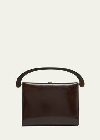 Crisp Boxy Smooth Leather Top Handle Bag