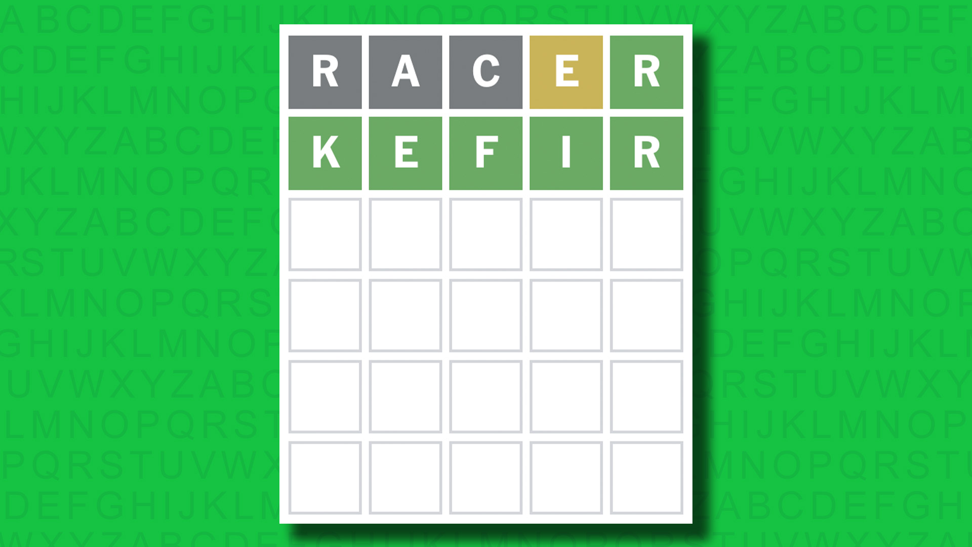 NYT Wordle answer for game 1516 on a green background